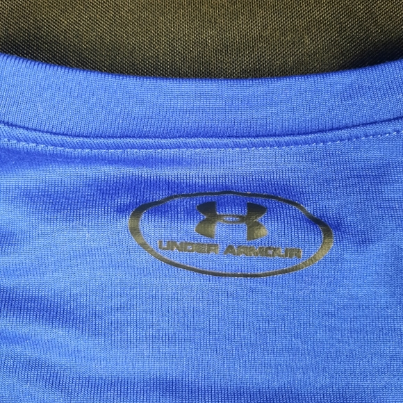 Size M Medium Kids Under Armour Long Sleeve Shirt Blue Gray Black Design Logo - Picture 5 of 5
